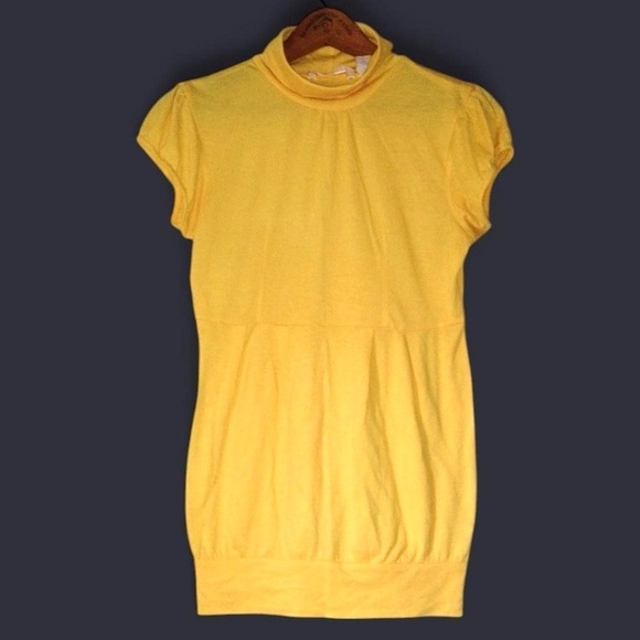 Derek Heart Tops - Derek Heart Yellow Short Sleeve Turtle Neck Tunic